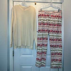 Burt's Bees Baby Cream and Red Pajama Set Cozy Holiday Relaxed Fit Lounge-wear